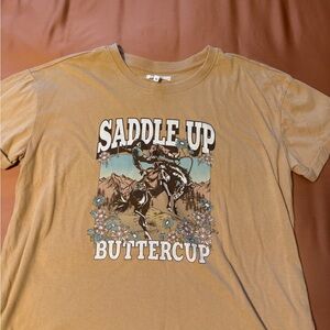Saddle Up Buttercup Graphic T-Shirt - Brown